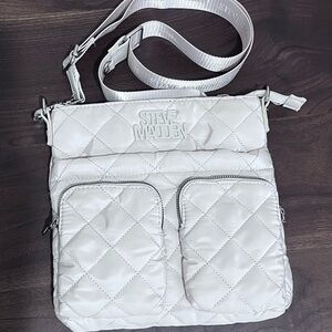 Steve Madden White Quilted Crossbody Bag